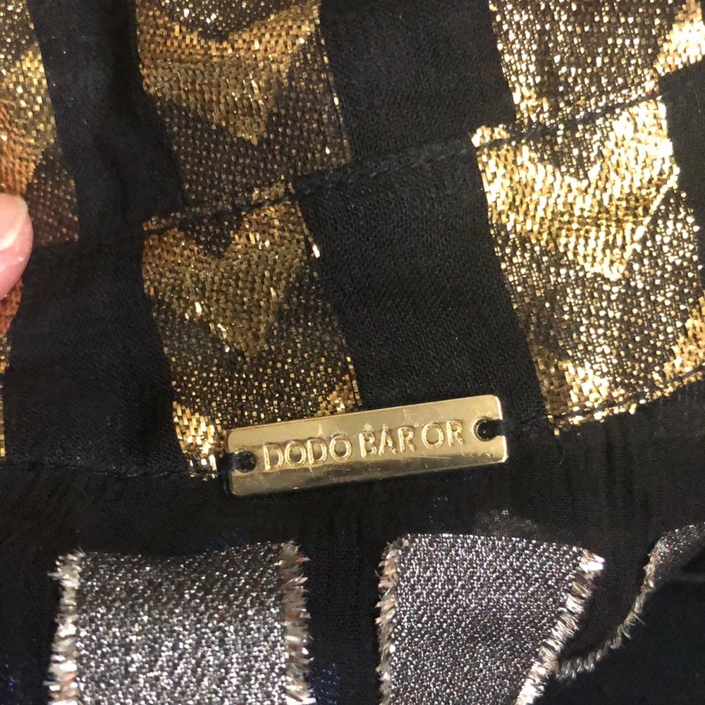 DODO BAR OR Marion Blouse Neck-Tie Coupe Metallic Semi-Sheer Button Down Striped - Picture 5 of 6